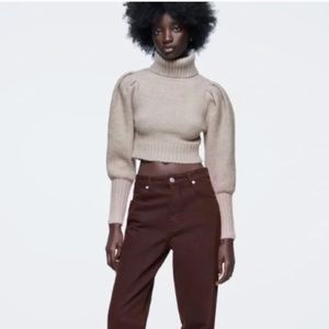 NWT Zara Puff Sleeve Turtleneck Sweater